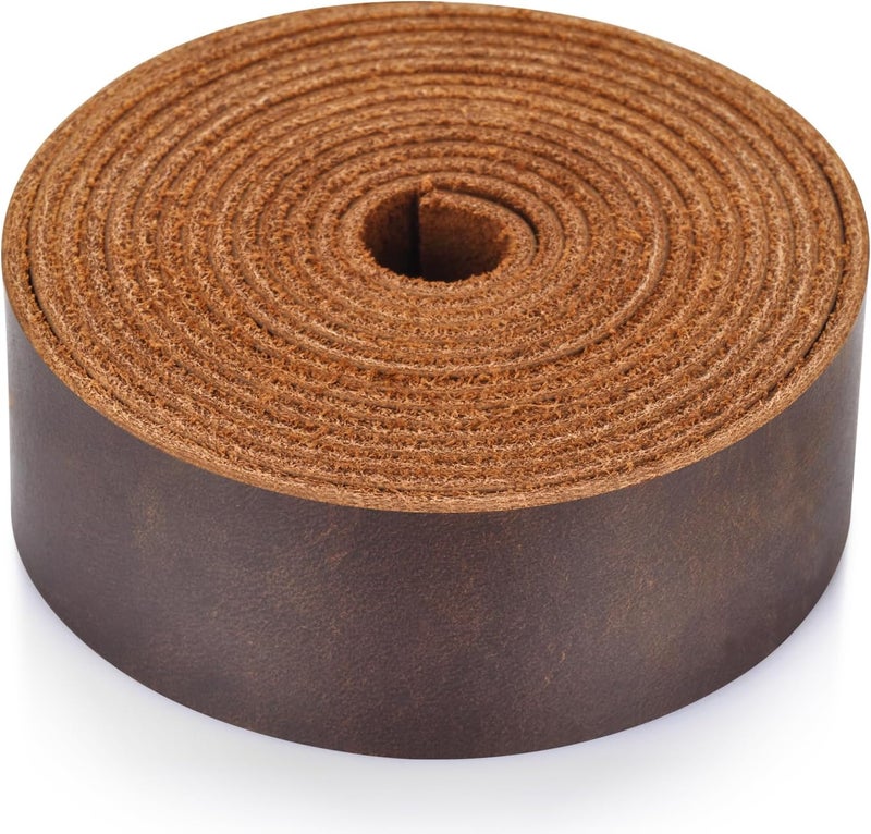 TeeLiy Leather Strap 1 Inches Wide Flat Leather Strips, Genuine Full Grain Cowhide Oil Tan Leather Strip for DIY Craft Projects, Tooling, Belt, Garden Tools (2.2mm Thick_65-72 Inches Lengths_DK Brown) - Image 4